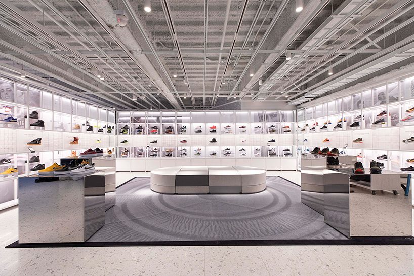 Nike 5th Avenue NYC Shoe Lab Showroom - Manton Cork Panels Installed on display walls (painted white).